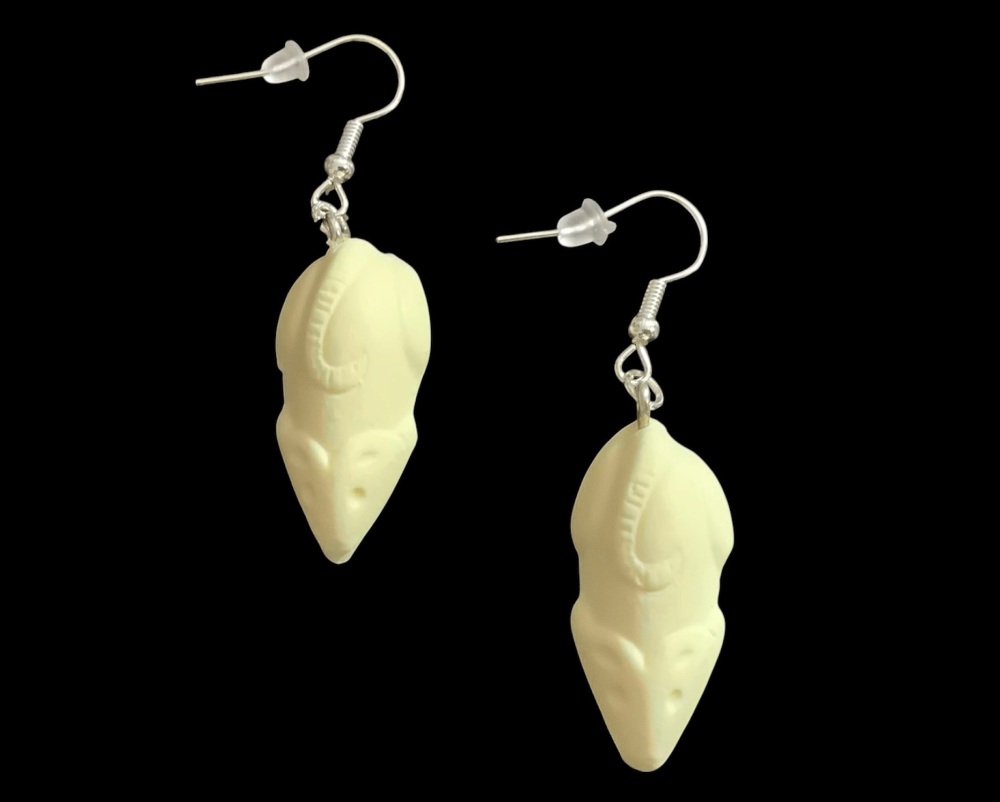 *White Mouse Charm  Earrings