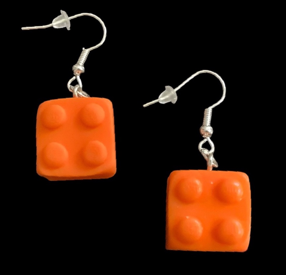 *Orange Building Block Earrings