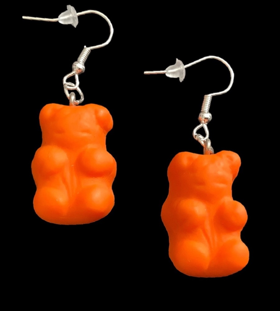 *Large Orange Gummy Bear Earrings