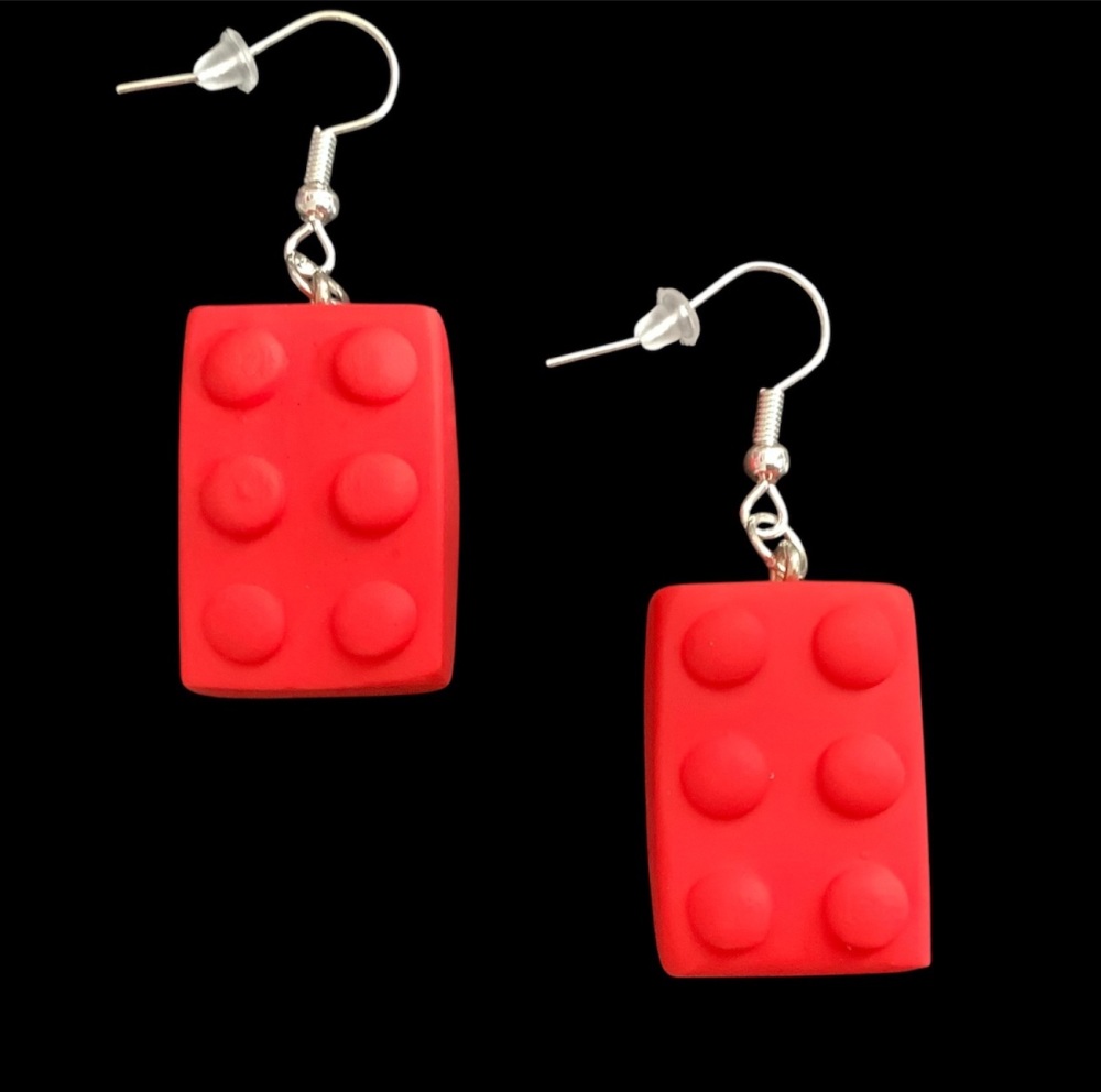 *Red Building Block Earrings