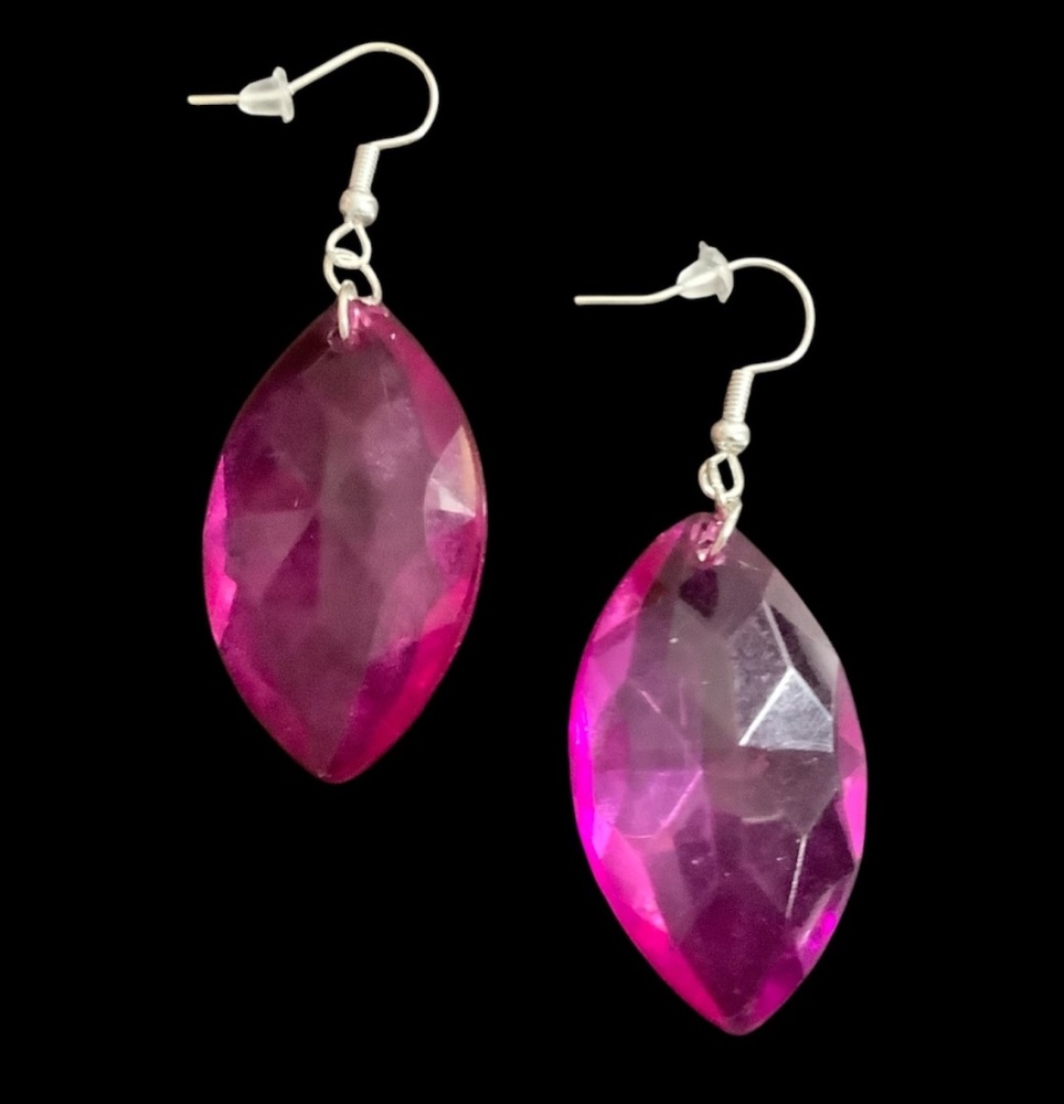 *Large Deep Pink Bead Earrings
