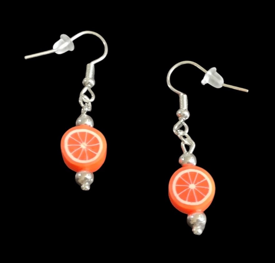 *Mini Tangerine Fruit Slice Earrings
