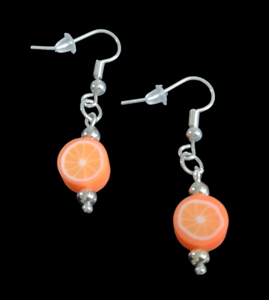 *Mini Orange Fruit Slice Earrings