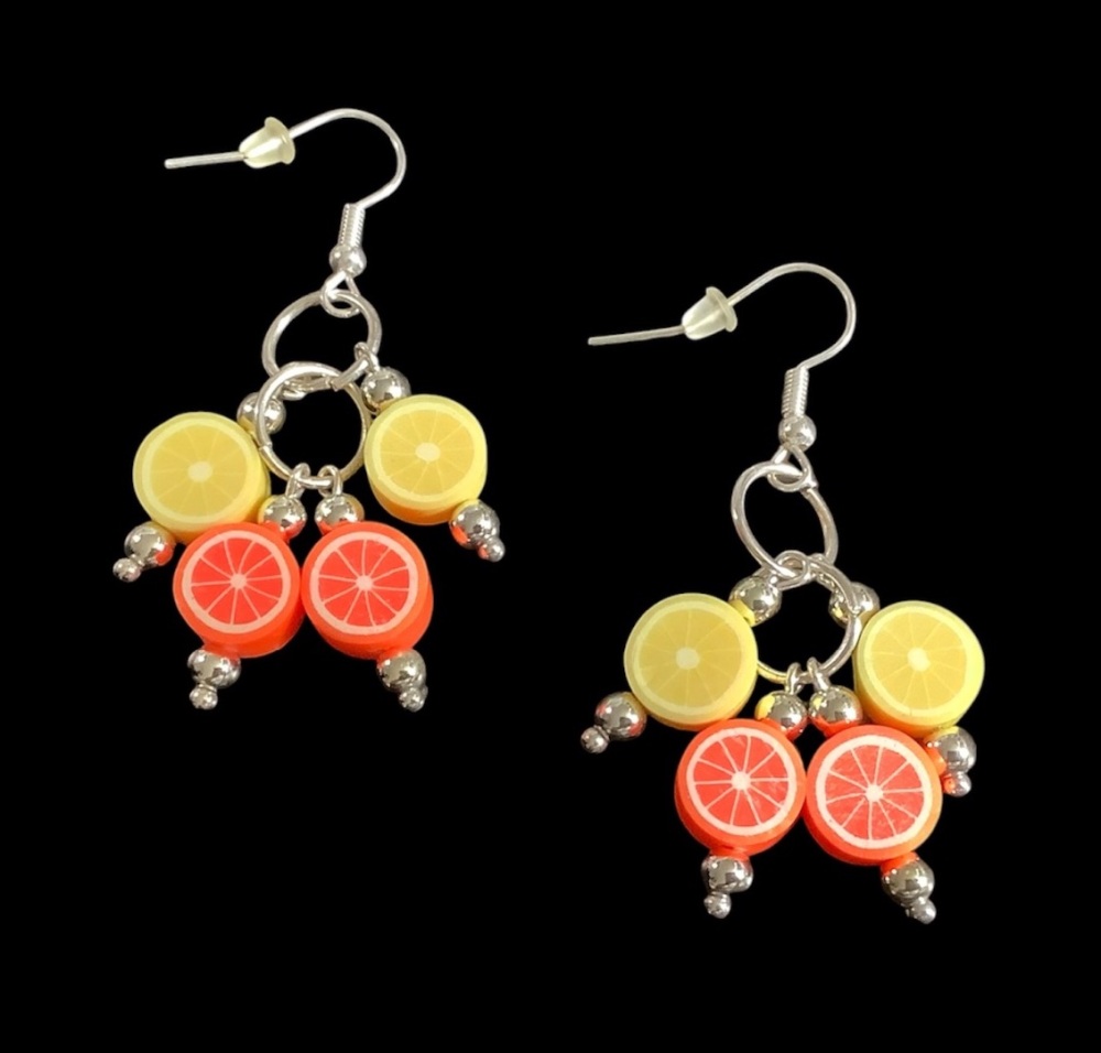 *No.628 Mini Lemon and Orange Fruit Slice Earrings