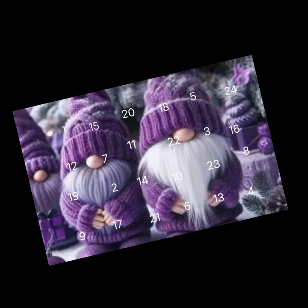 24 Day Purple Gnomes Landscape Advent Calendar in Purple and White