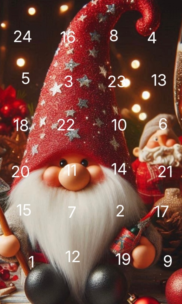 24 Day Wooden Heart Landscape Advent Calendar in Brown, Green and Gold