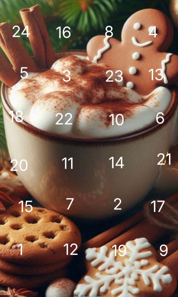 24 Day Wooden Heart Landscape Advent Calendar in Brown, Green and Gold