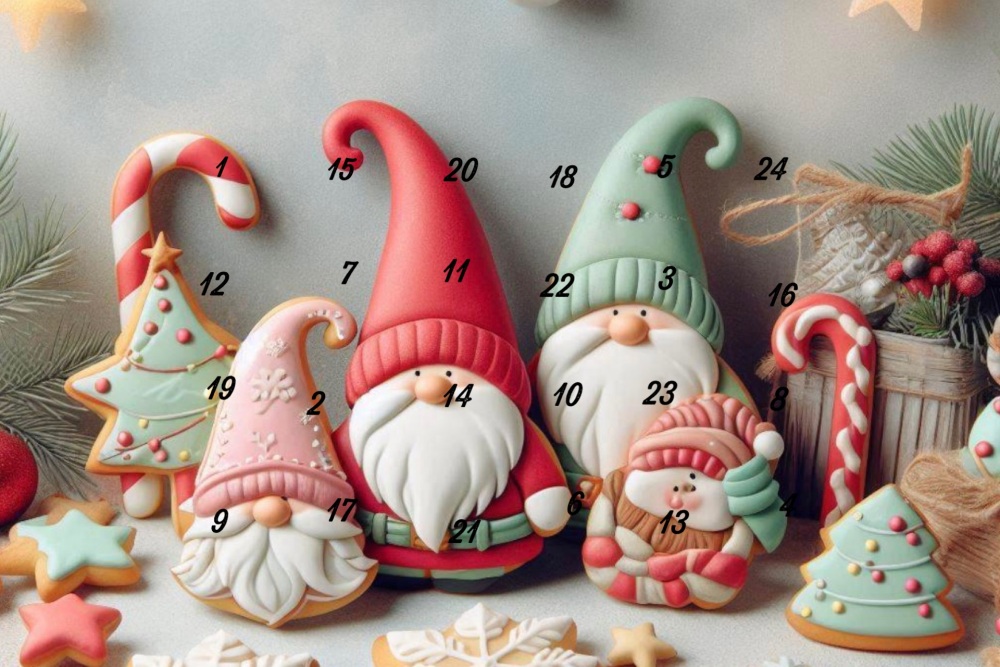 24 Day Wooden Heart Landscape Advent Calendar in Brown, Green and Gold