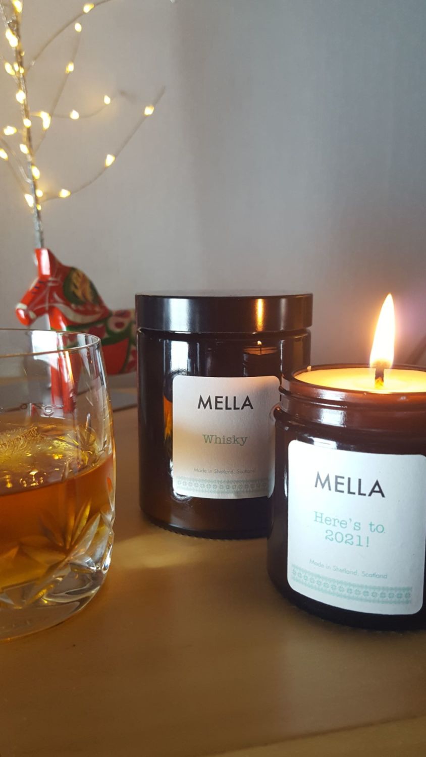 Whisky Soy Wax Candle in a Cosy Amber Glass Jar