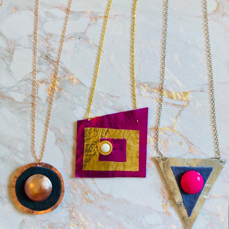 Metallic textiles contemporary pendants
