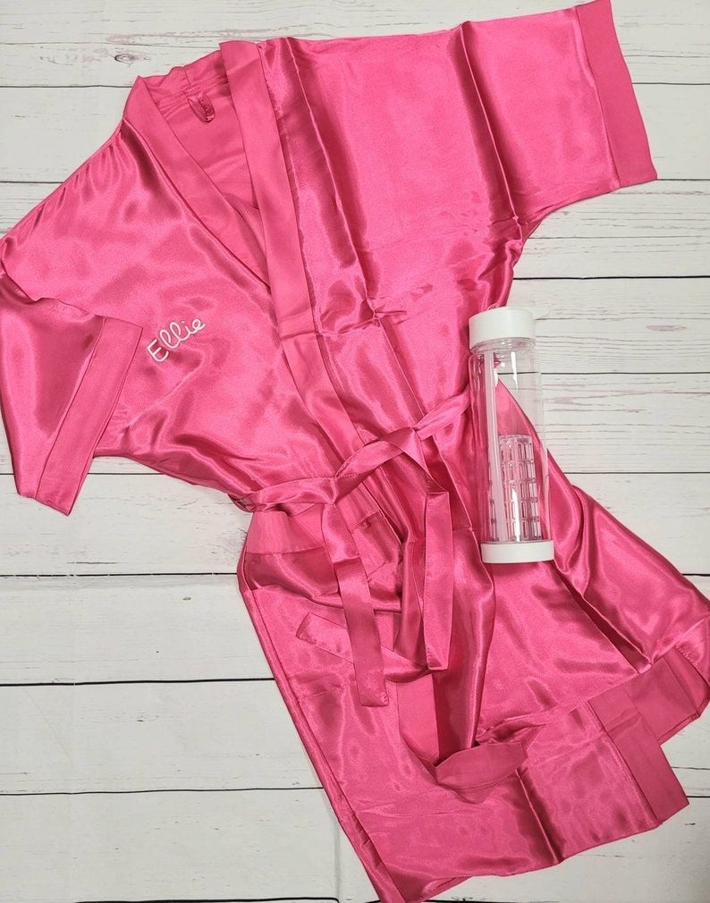 Personalised hot pink dressing gown, dressing robe, summer dressing gown, fuschia, summer ready