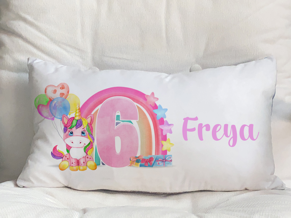 Personalised birthday age pillowcase, personalised bedding, gift for children, special gift, birthday gift, birthday girl, unicorn design,