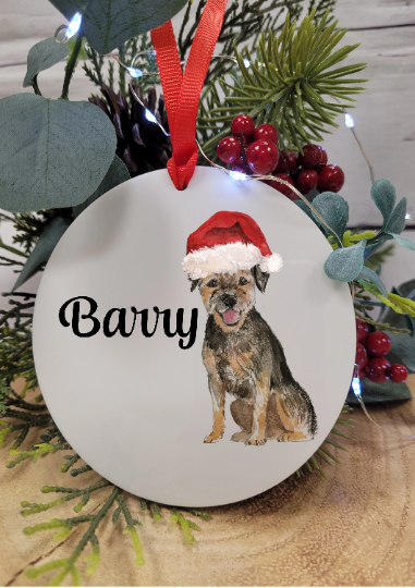 Personalised Border terrier Dog Christmas Tree Decoration, Dog Christmas Tree Ornament, Personalised Dog Christmas Bauble, border terrier
