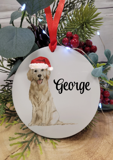 Personalised golden retriever  dog Christmas Tree Decoration, Dog Christmas Tree Ornament, Personalised Dog Christmas Bauble, retriever