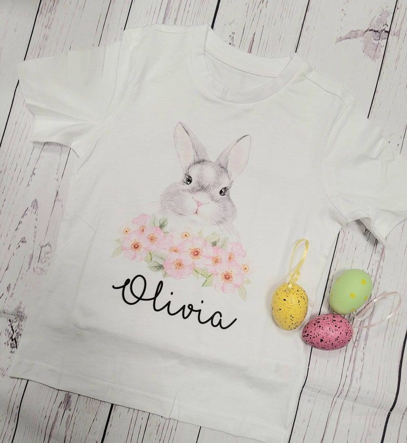 Personalised Bunny tee shirt , personalised Easter tee shirt, Easter bunny, Rabbit tee shirt, tee for children