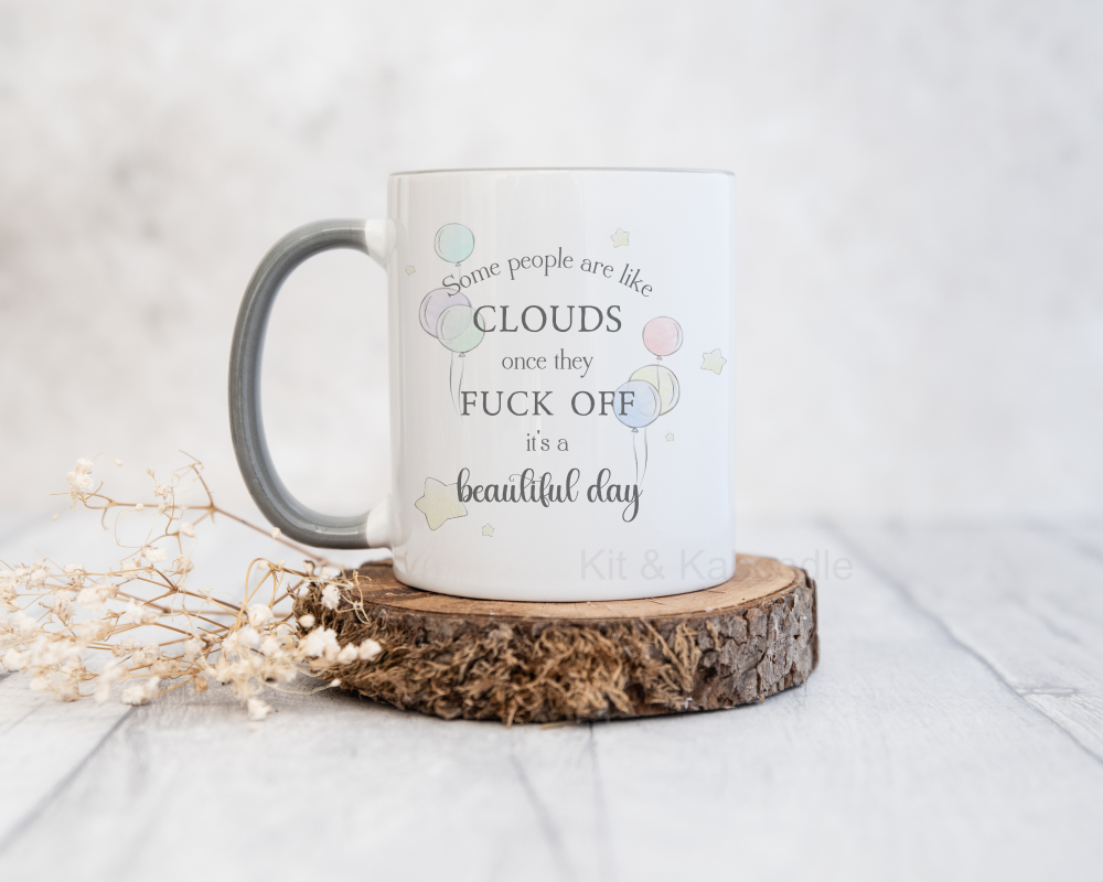 Clouds printed cup, funny cup, humorous, secret santa gift, gift for colleague