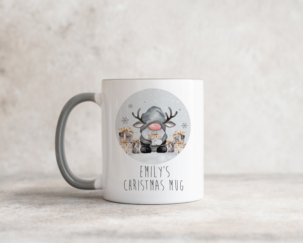 Gonk Christmas mug, grey gonk, christmas mug, gonk christmas
