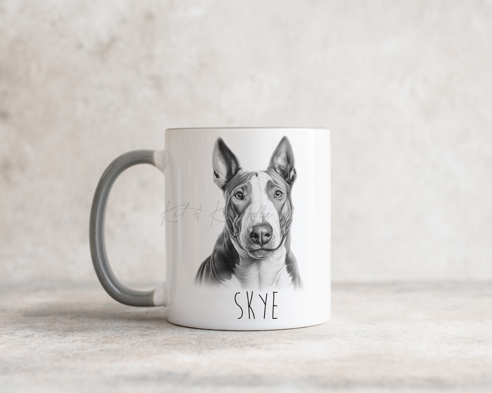 Bull terrier Sketchy mug personalised with your dogs name