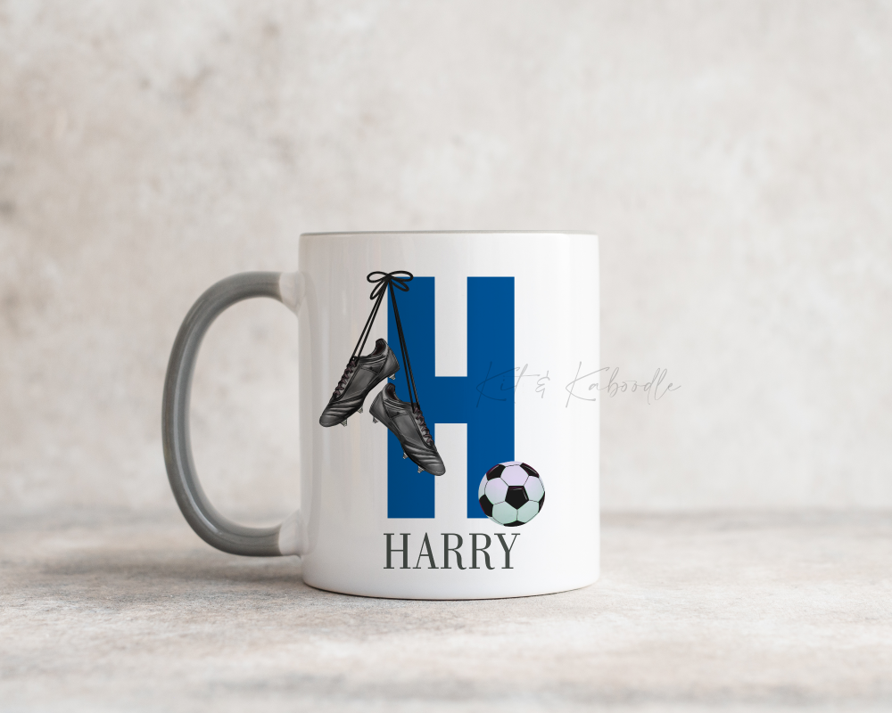 Personalised Football initial printed mug 11oz mug