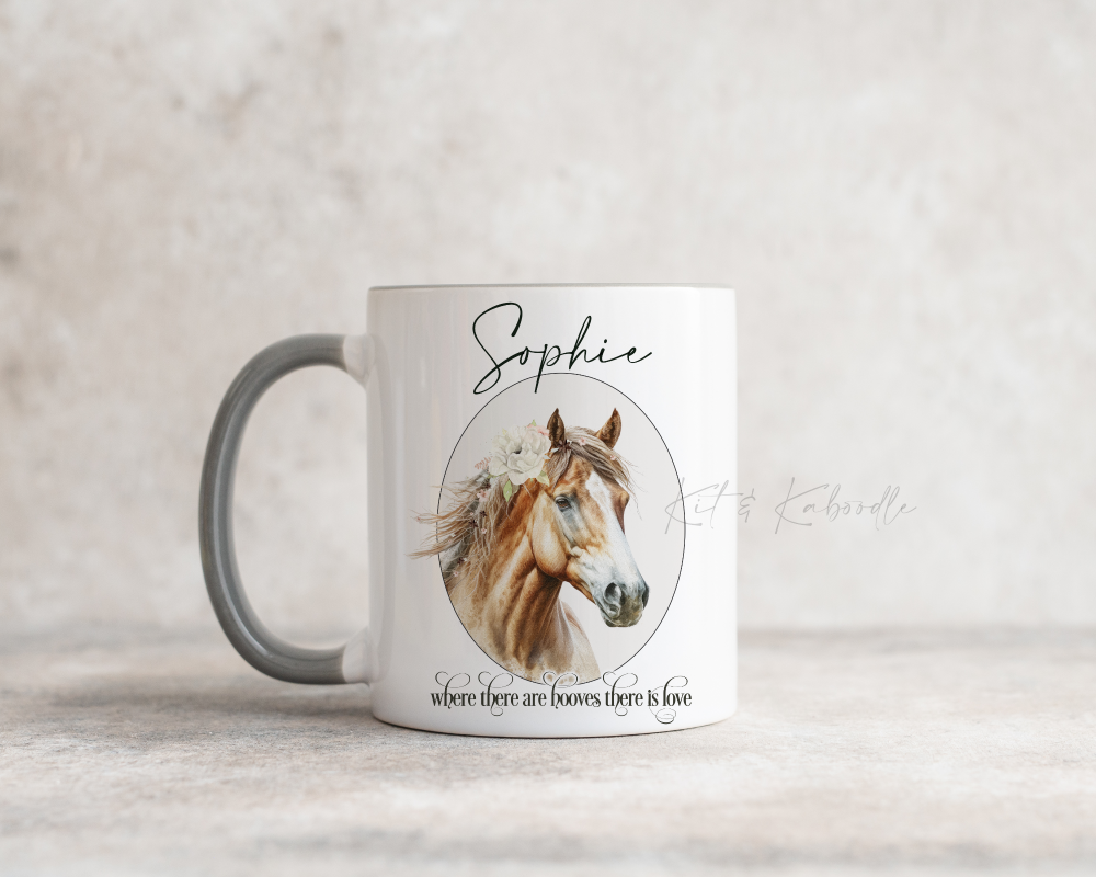 Horse design personalised mug, gift for horse lover, gift for horsey person