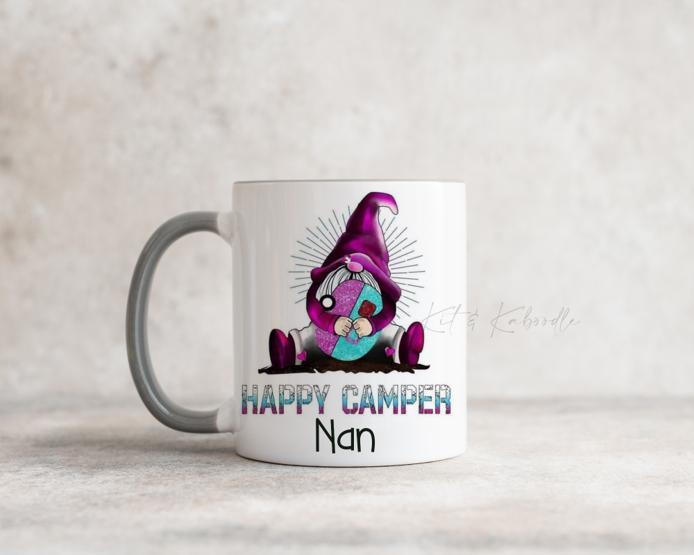 Happy Camper personalised mug, gift for camper, gonk camper, gift for camp, caravan gift