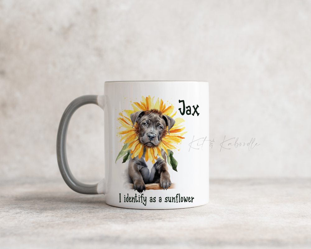 XL Bully with sunflower design, I identify as a sunflower, XL bully, gift for bully owner