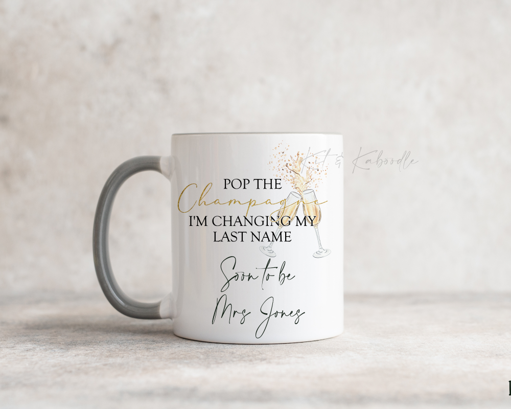 Changing last name mug, soon to be...gift for engagement, engagement gift