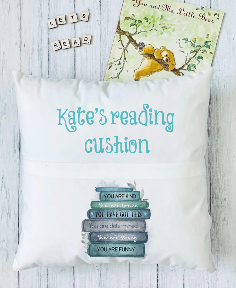 Affirmation reading cushion with pocket, pocket cushion, affirmation, gift for teenager, gift for reader