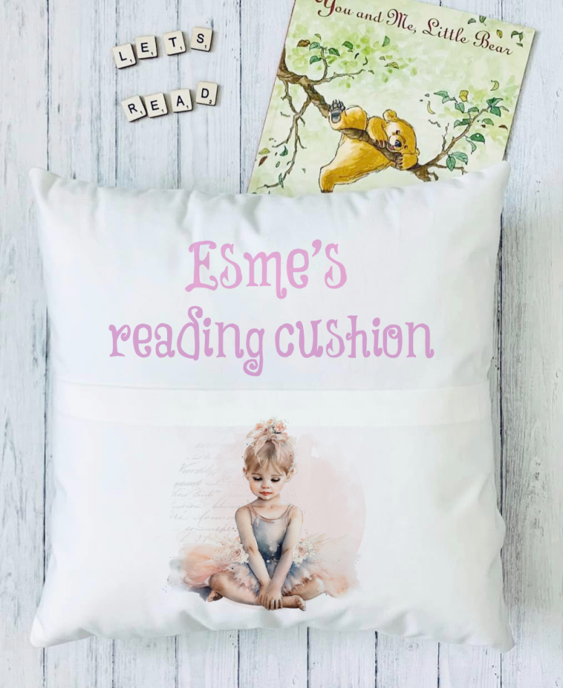 Ballerina style pocket cushion, book reader, cushion cover, gift for dancer