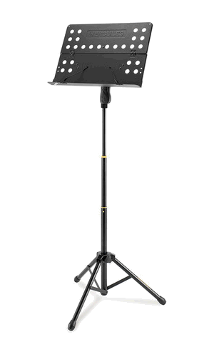 Hercules - Quik-N-EZ Three Way Height Adjustment Tripod Music Stand with Perforated Folding Desk