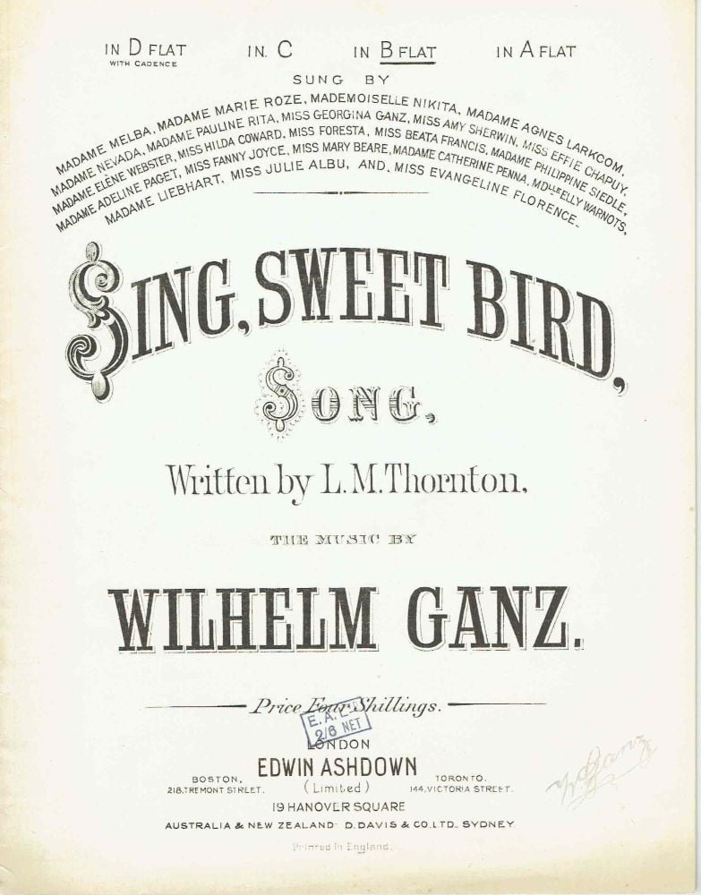Sing, Sweet Bird - Preloved Sheet Music
