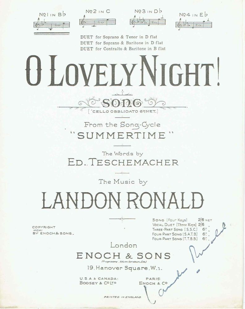 O Lovely Night - Preloved Sheet Music