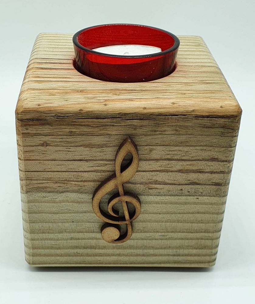 Handmade Candle Holder - Natural Treble Clef (2)
