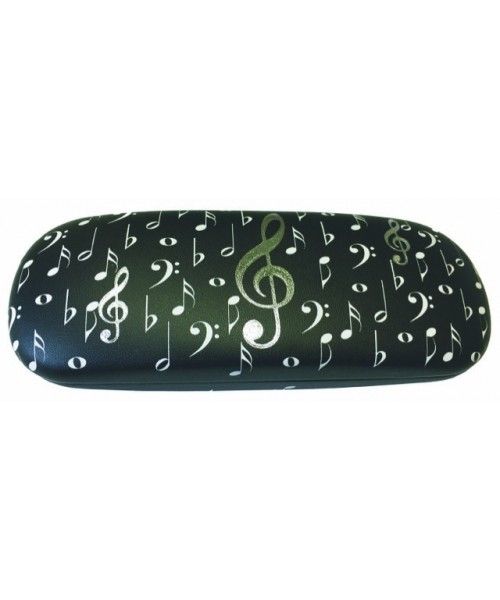 Glasses Case - Black with Silver Clefs and White Notes