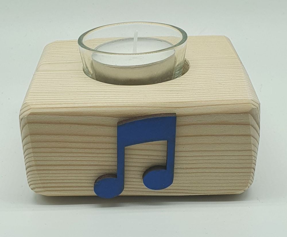 Handmade Candle Holder - Blue Quaver Notes (6)