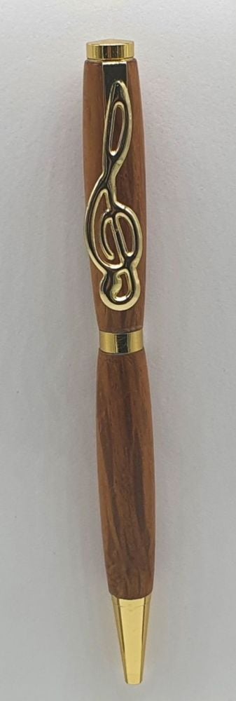 Handmade Pen with Treble Clef Clip - Australian Burr (3)