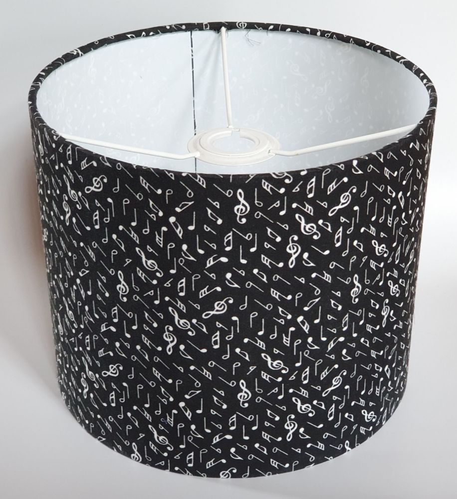 Music Design Handmade Lampshade - Black with White Notes