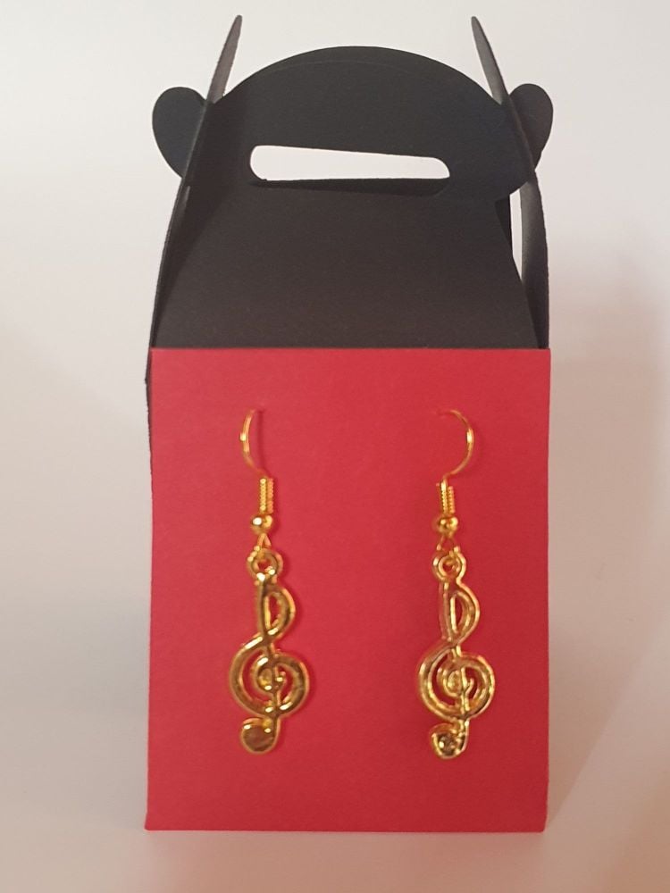 Gold Plated Treble Clef Ear Rings