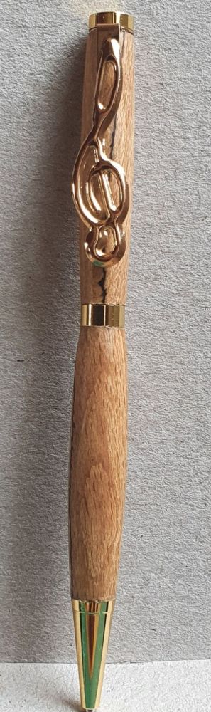 Handmade Pen with Treble Clef Clip - Spalted Beech (5)