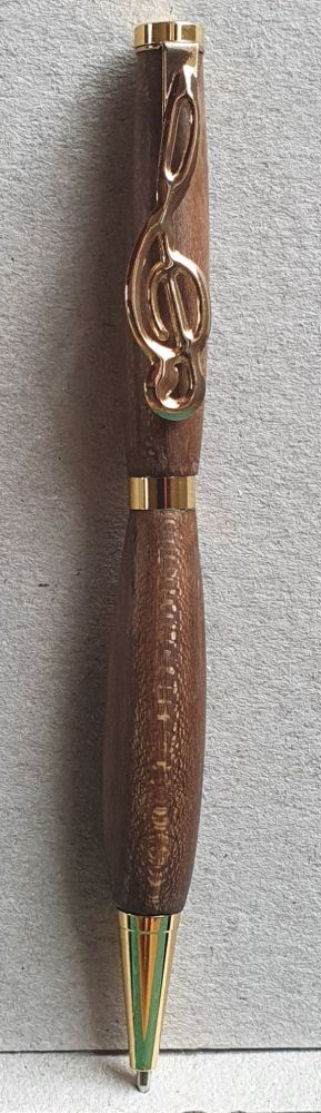 Handmade Pen with Treble Clef Clip - Sapele (6)