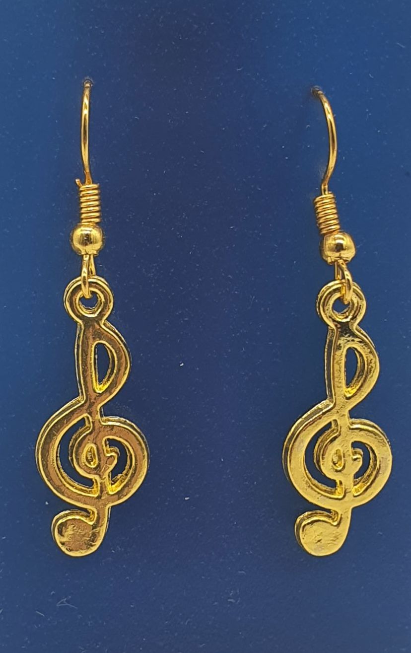 Gold Plated Treble Clef Ear Rings (2)