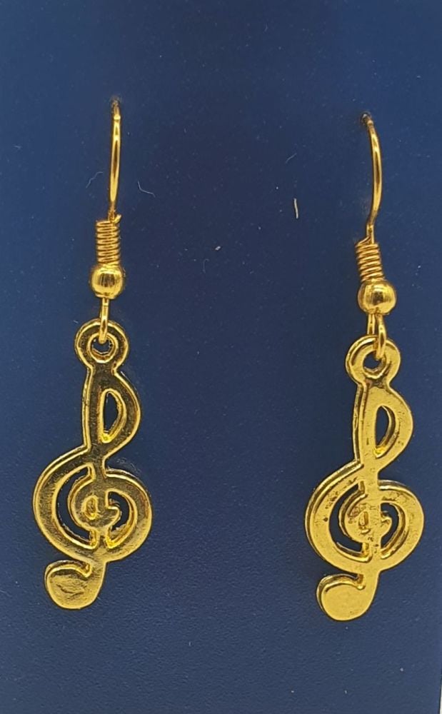 Gold Plated Treble Clef Ear Rings (3)