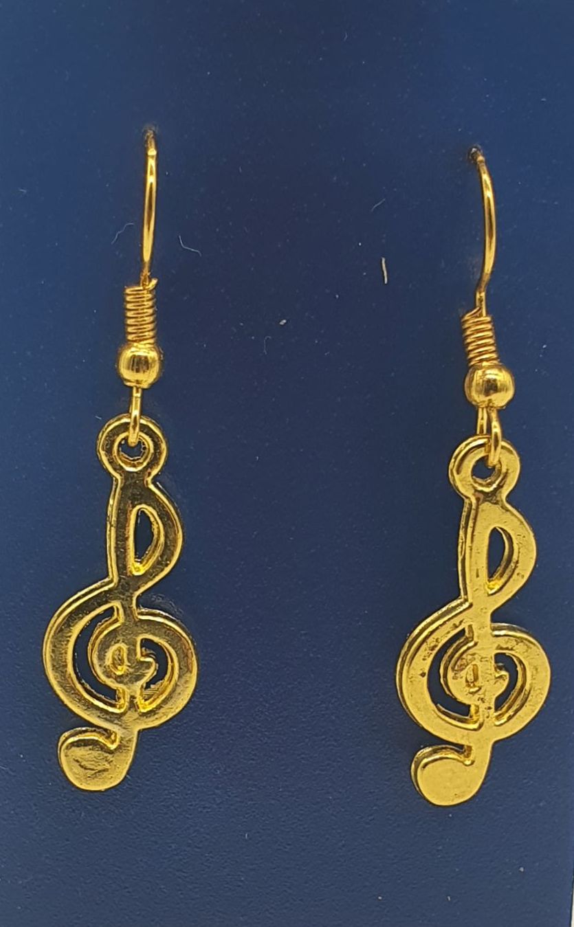 Gold Plated Treble Clef Ear Rings (3)