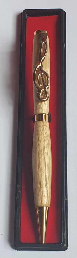 Handmade Pen with Treble Clef Clip - Sweet Chestnut (7)