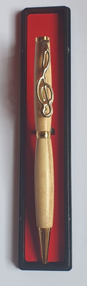 Handmade Pen with Treble Clef Clip - Conker (8)