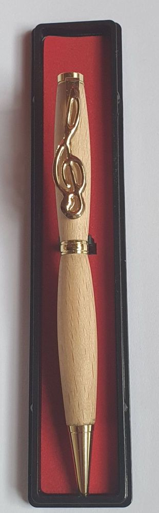 Handmade Pen with Treble Clef Clip - Beech (10)