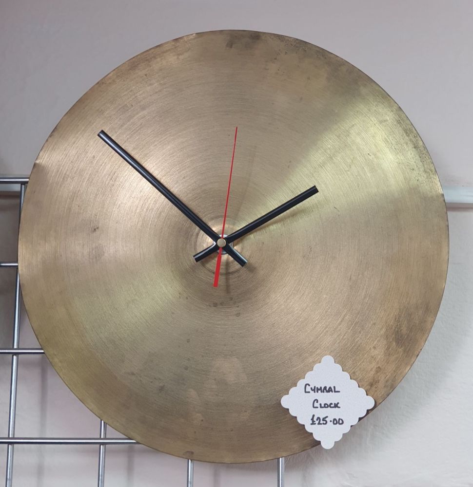 Cymbal Clock - 14" Hi Hat Cymbal Clock with Non-Tick Movement