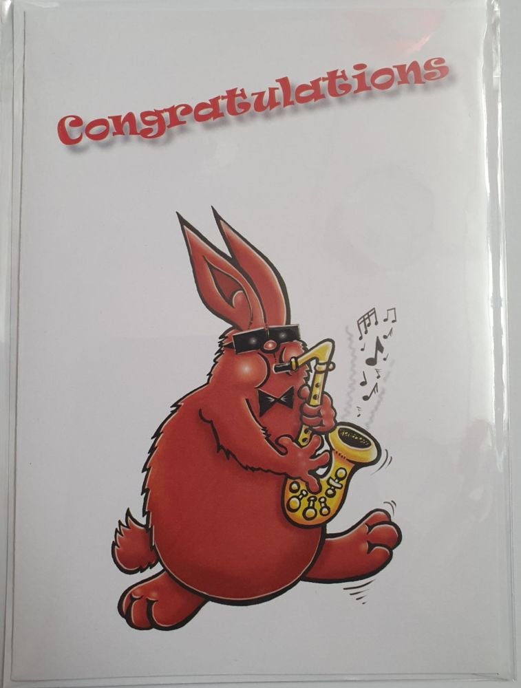 Congratulations - Greeting Card - Rabbit with Saxophone