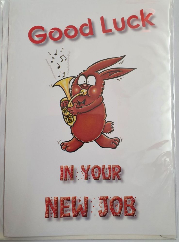 Good Luck In Your New Job - Greeting Card - Rabbit with Tenor Horn