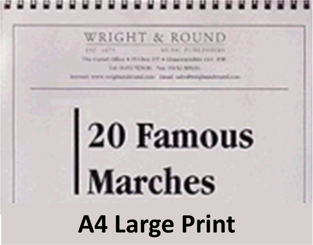 20 Famous Marches for Brass Band A4 Large Print - Bb Repiano Cornet (Treble Clef)